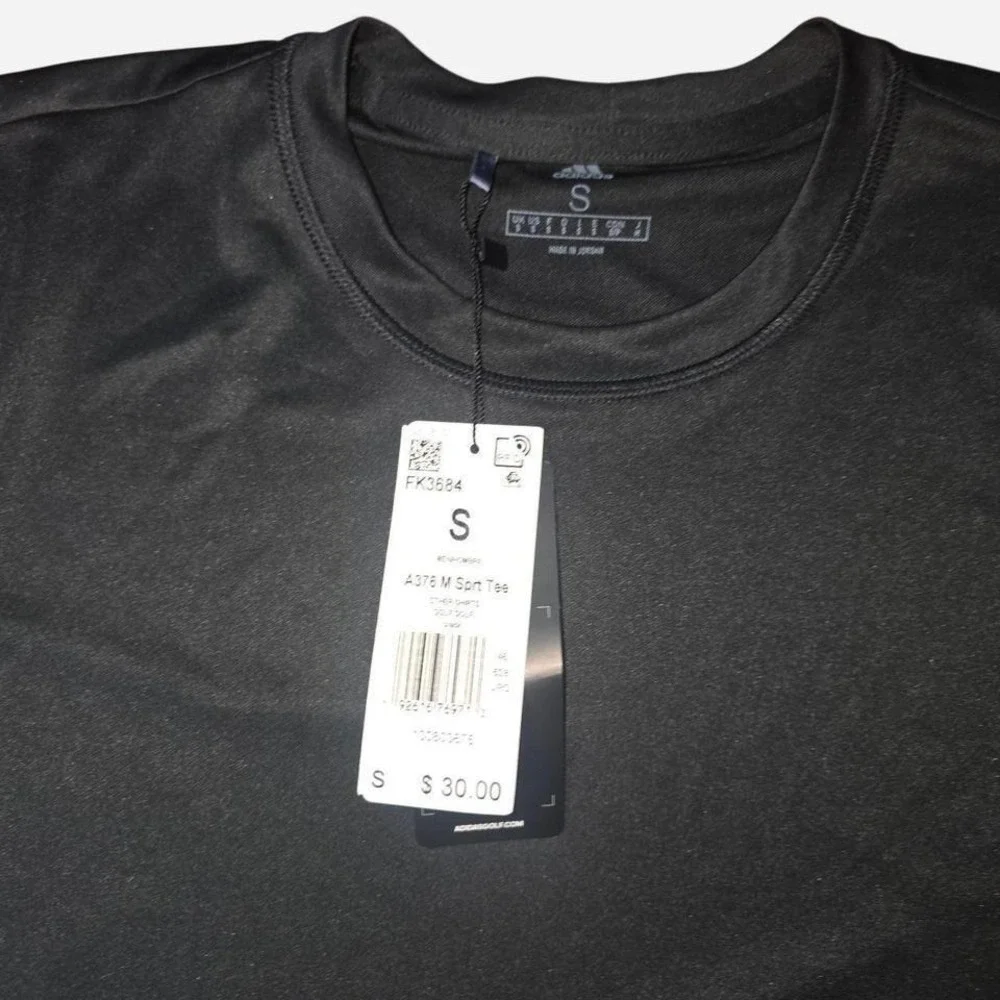 Adidas Golf Sport Tee Mens Small Black Short Sleeve Crewneck T-Shirt‎ NWT